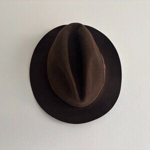 Magill Canada Genuine Beaver Dark Brown Fur Trilby/ Fedora Hat - 61 (5 7/8)